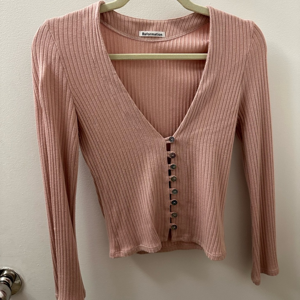 Reformation Gellar Knit Top - Light Pink